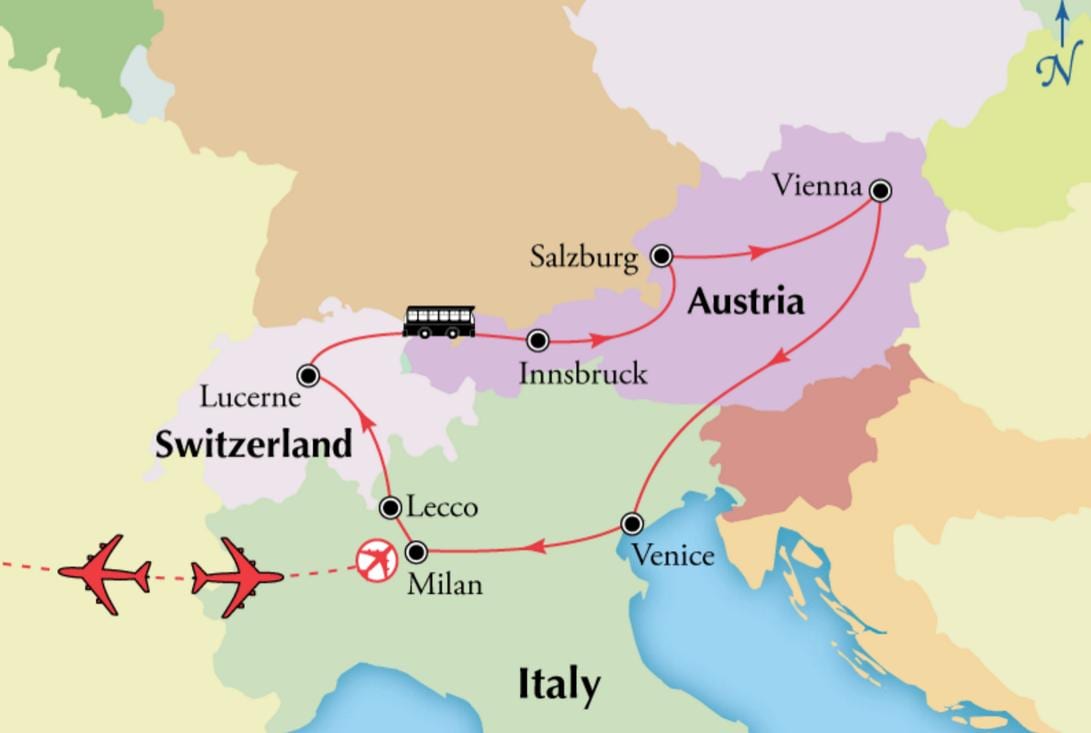 মানচিত্র ভিয়েনা switzerlan