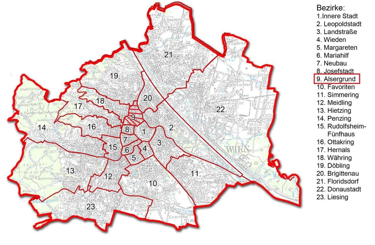 Wien bezirk মানচিত্র